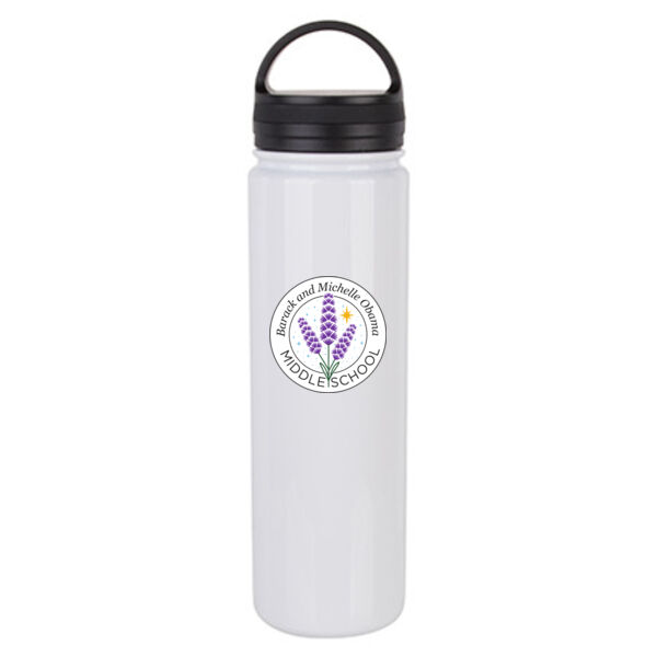 23oz Stainless Steel Flask Bottle w/Portable Lid - Sublimated Logo Thumbnail
